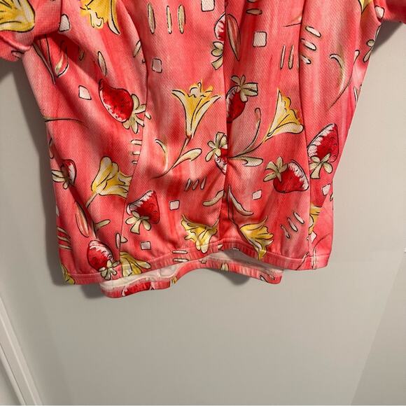 Vintage Nashbar Pink Strawberry Floral Print Cycling Bike Bib Top Medium - Picture 5 of 11
